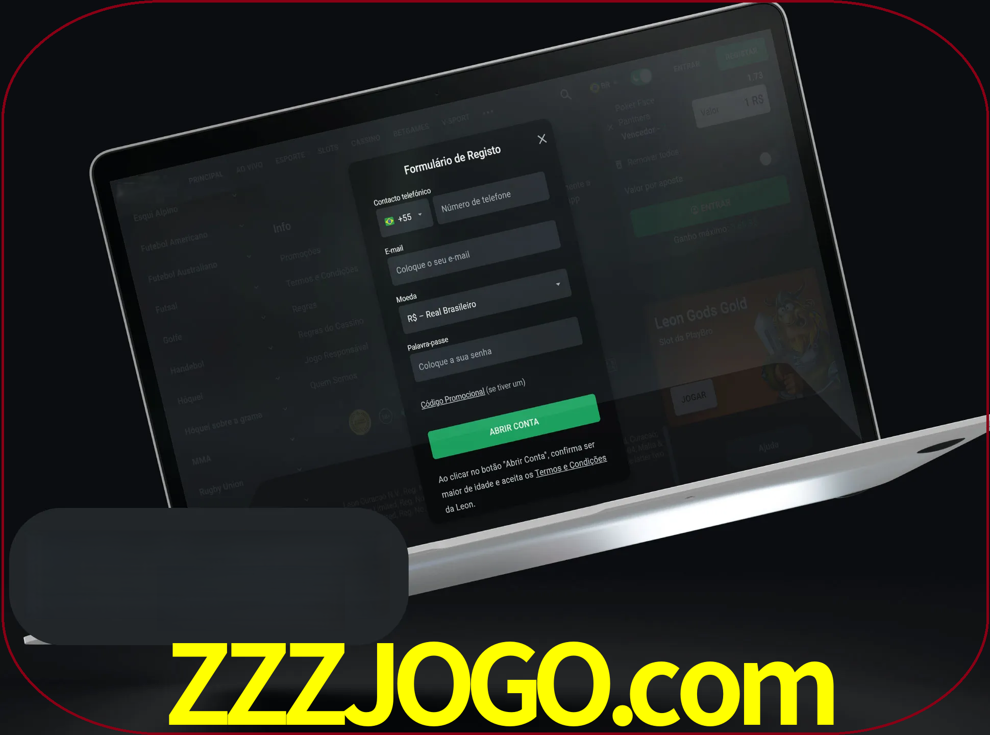 Abra o site da LeonBet e crie sua própria conta.