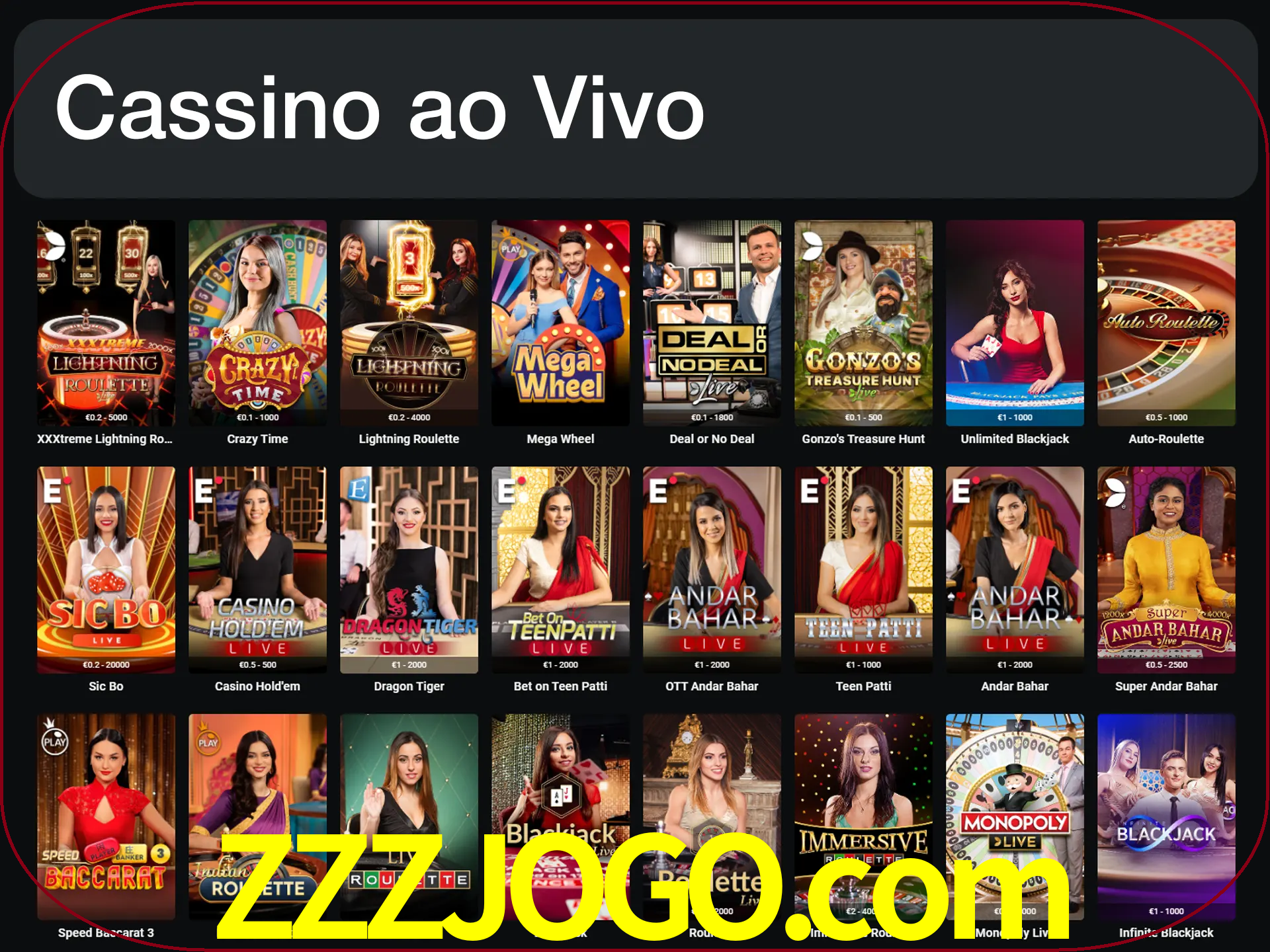 Jogue jogos de cassino com um verdadeiro dealer.