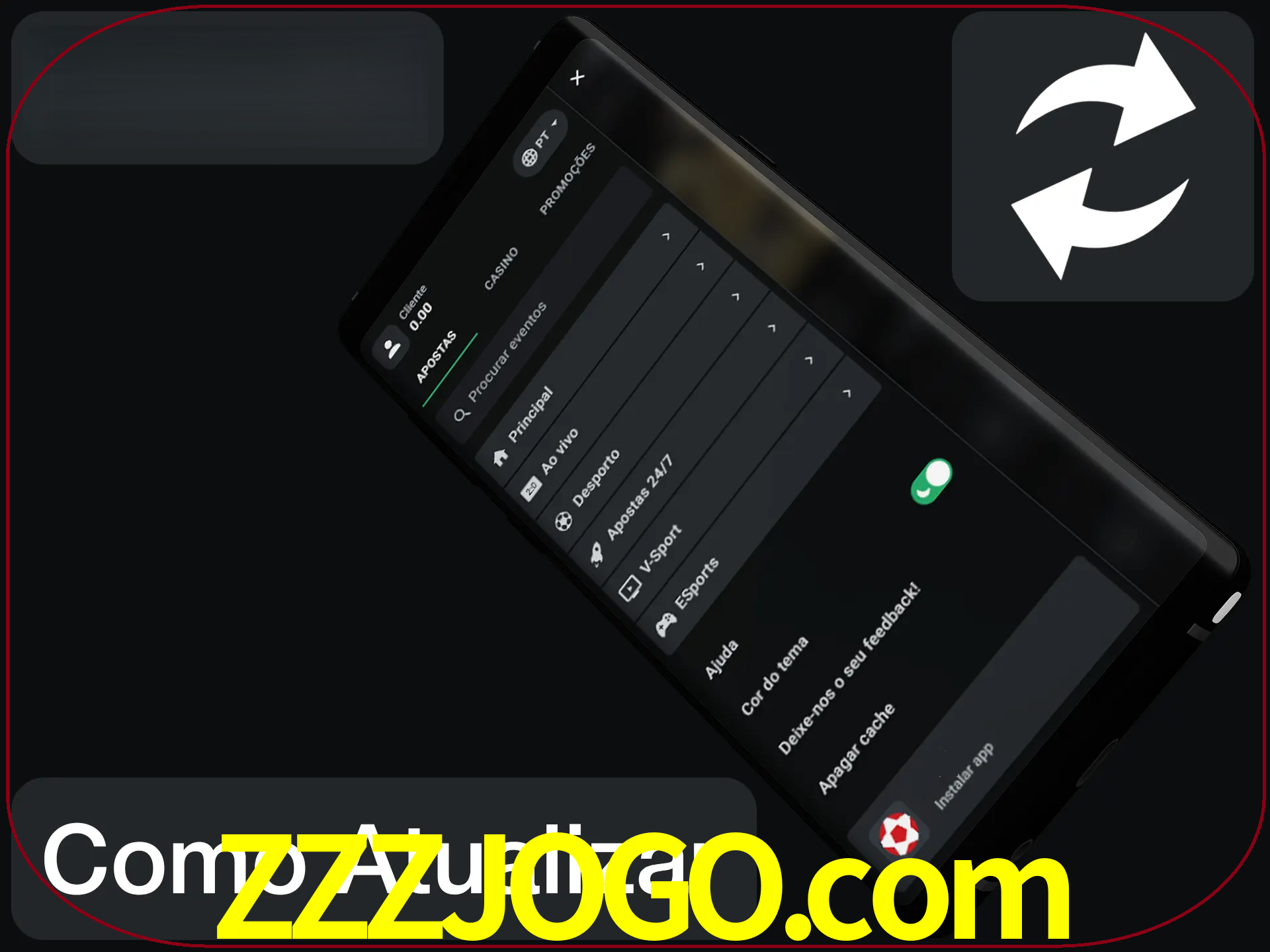 O aplicativo é atualizado automaticamente quando você faz o login.