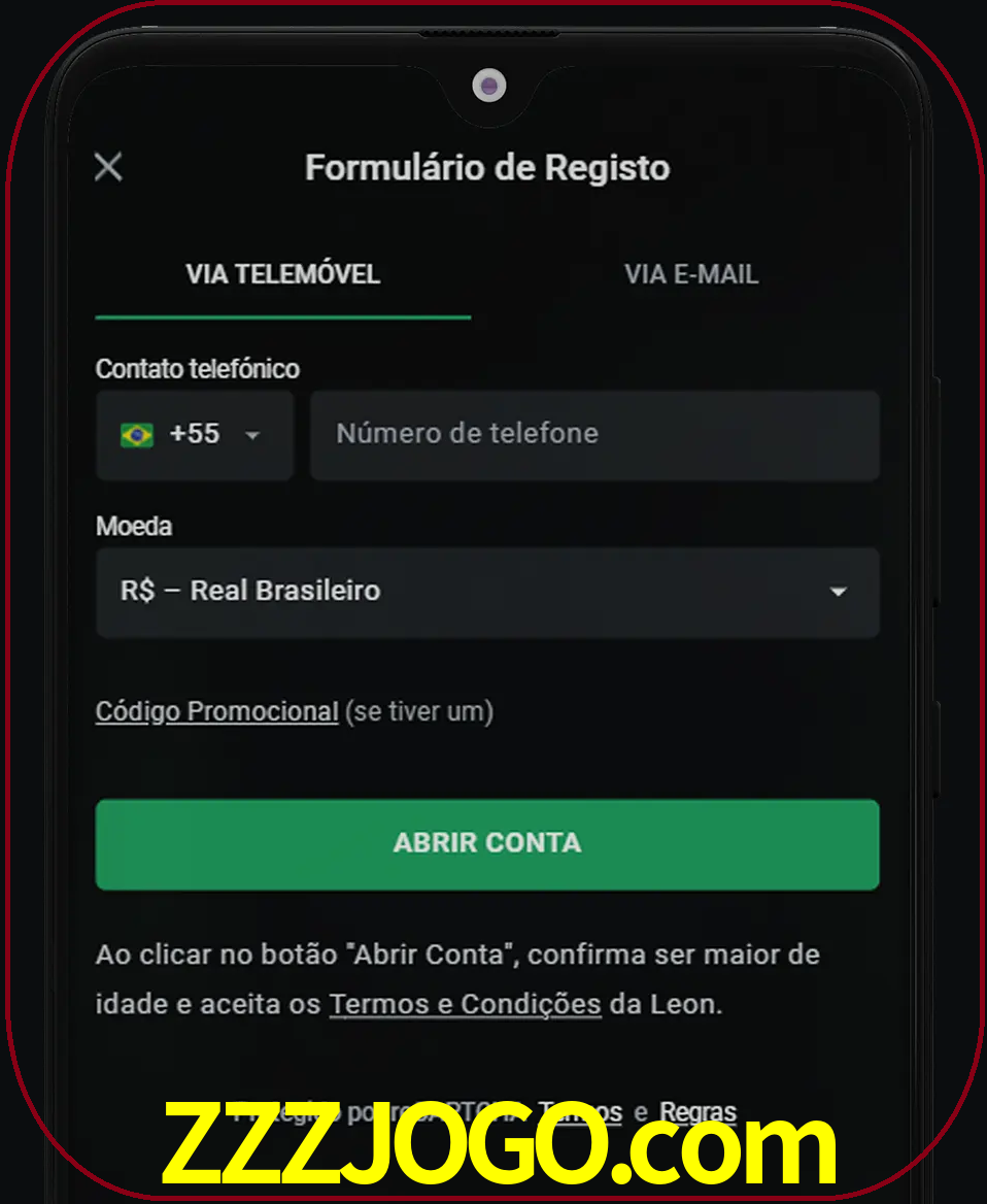 Abra o aplicativo e inicie o processo de registro.
