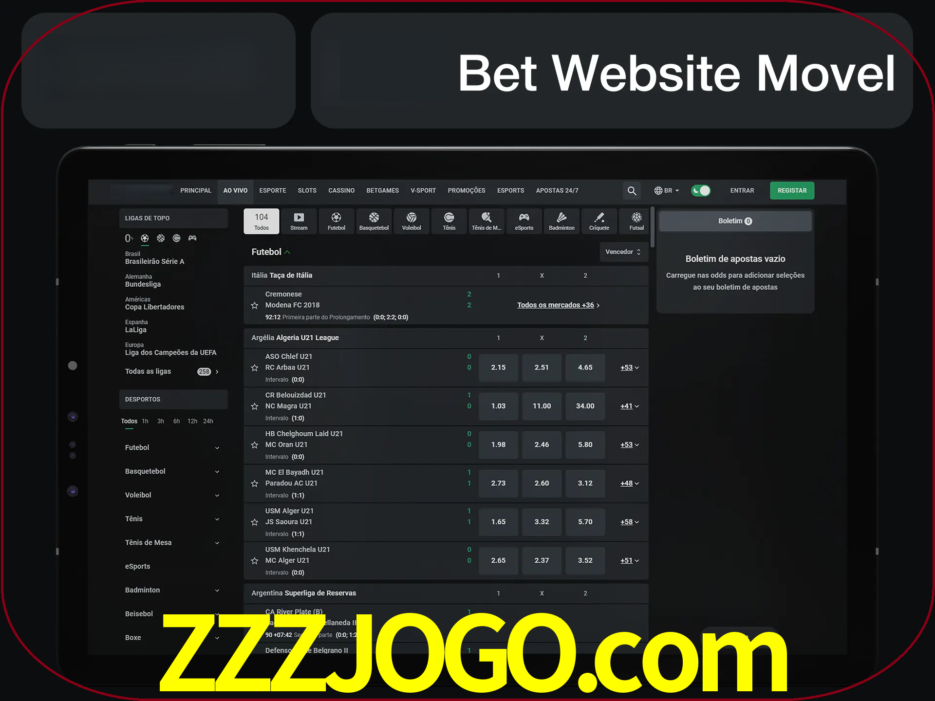 Use nosso website em qualquer dispositivo.