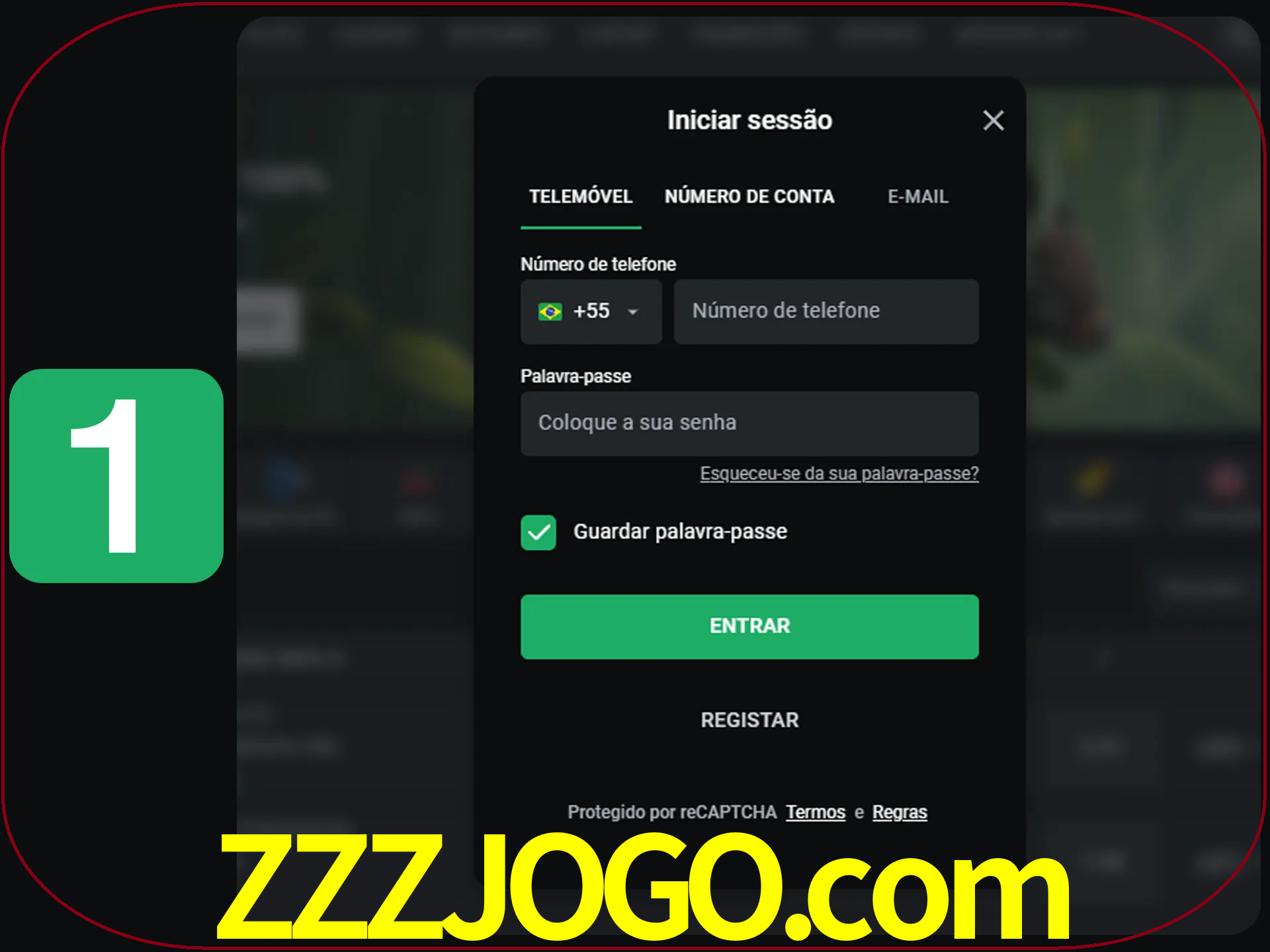 Clique no botão Entrar.